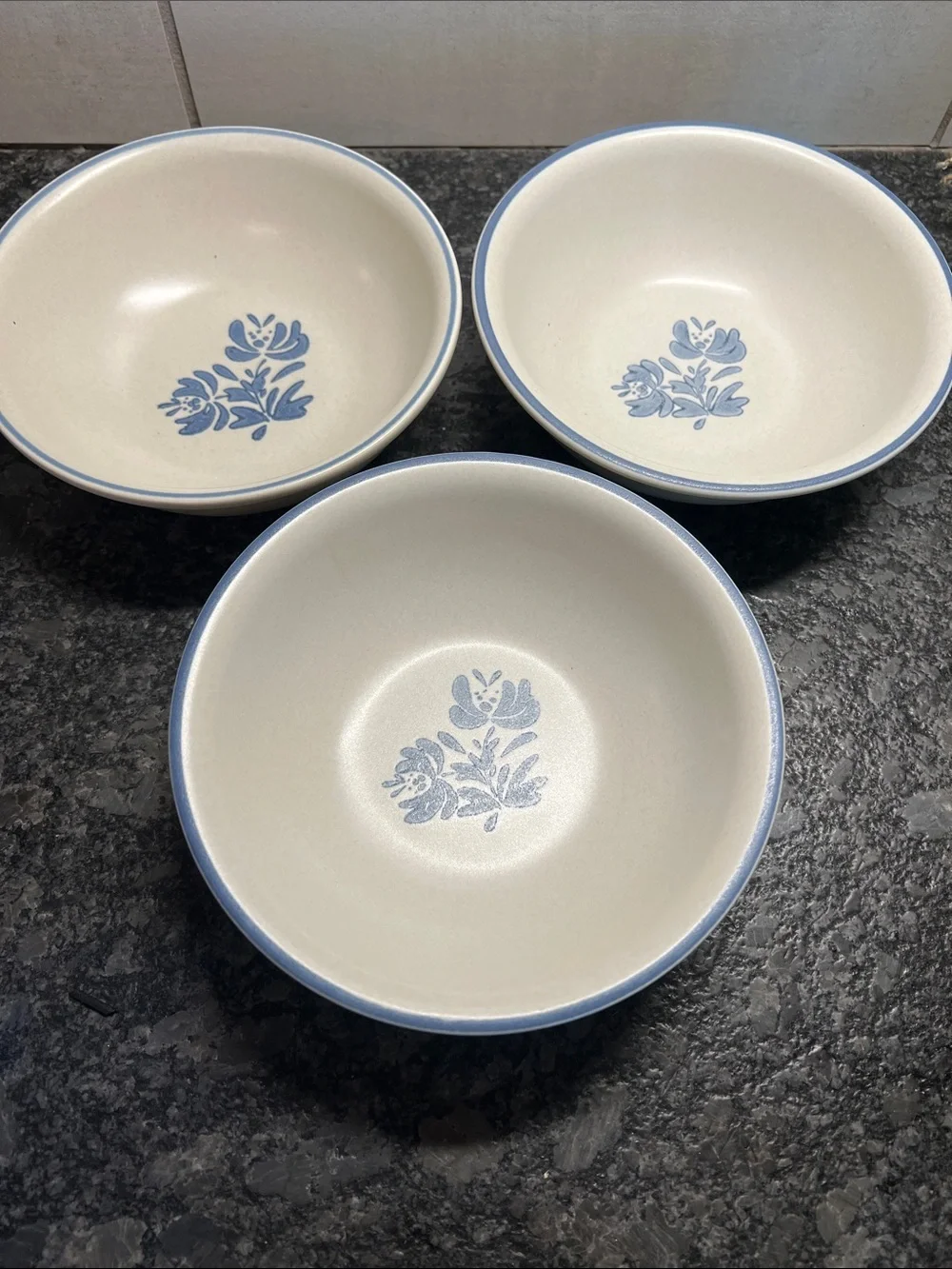 Blue Floral Ceramic Serving Bowls - Set of 3
